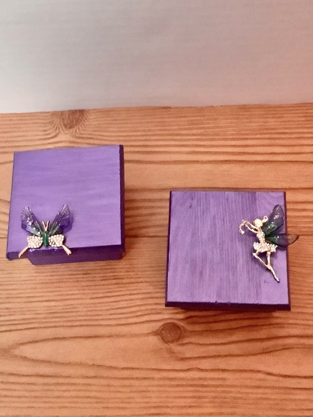 2 Newly Handcrafted Wood Trinket Boxes